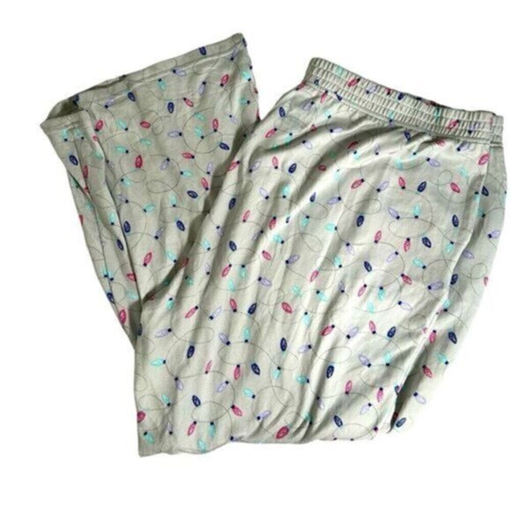 NWOT Muk Luks Plus Size Lounge Pants Gray with Mini Christmas Lights - Size 3XL - Picture 5 of 6